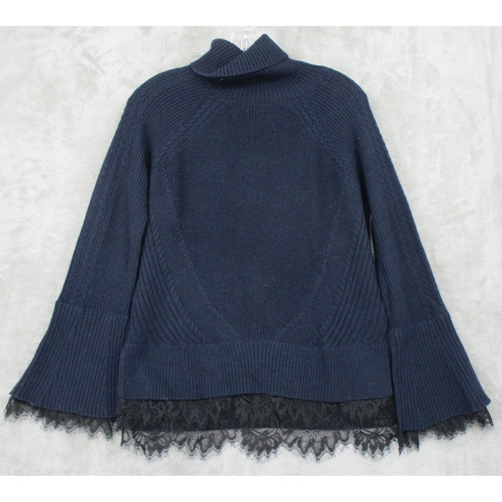 Banana Republic Olivia Palermo Sweater Medium Lace Trim Turtleneck Whimsigoth